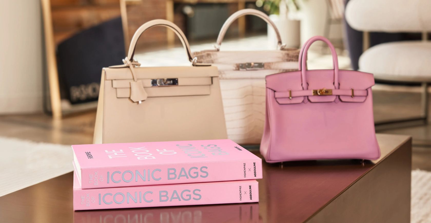 Assouline - New Arrivals 5th ave. New york book, collage of images on white background, book on table