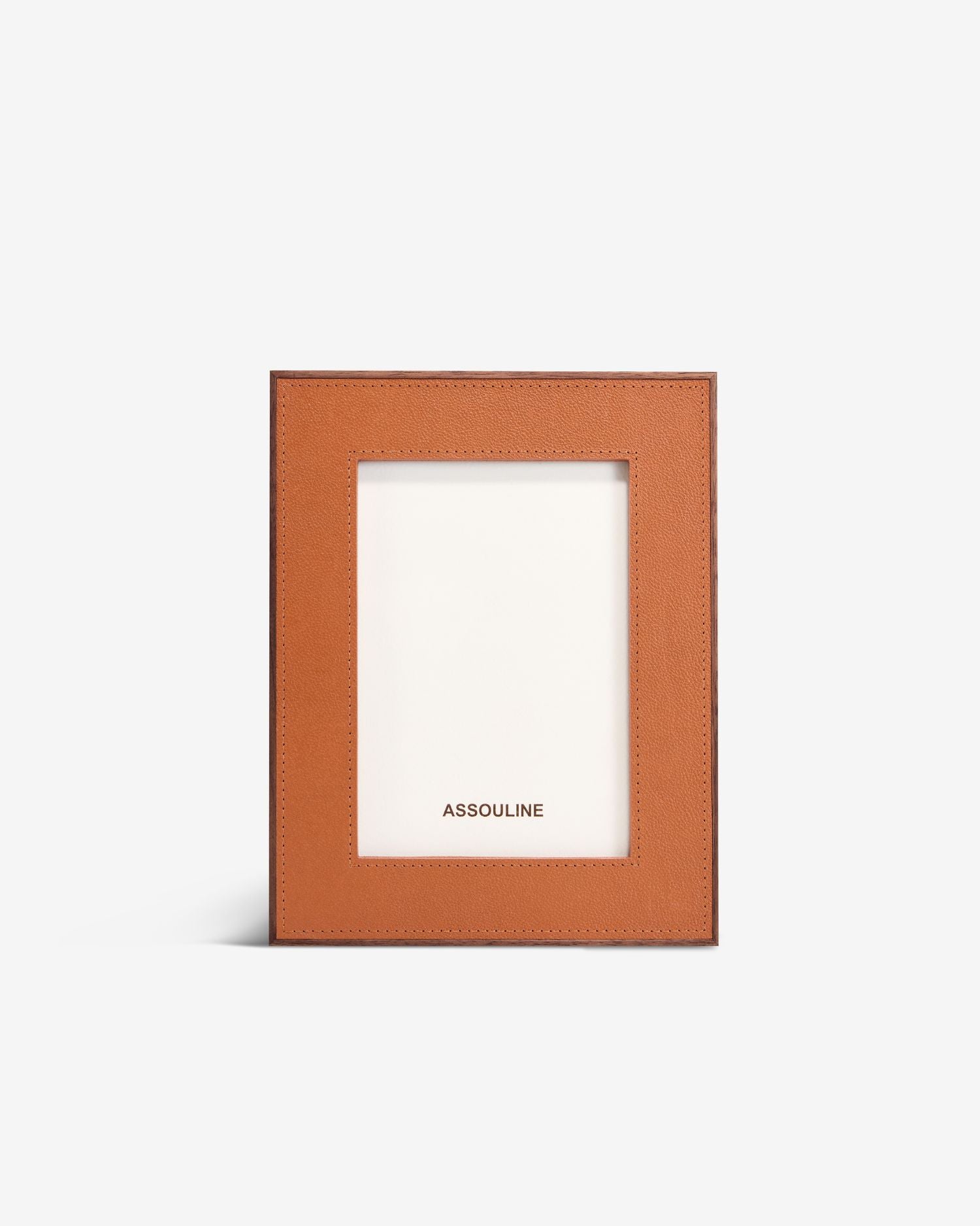 Red Picture Frame in Leather & Walnut | ASSOULINE