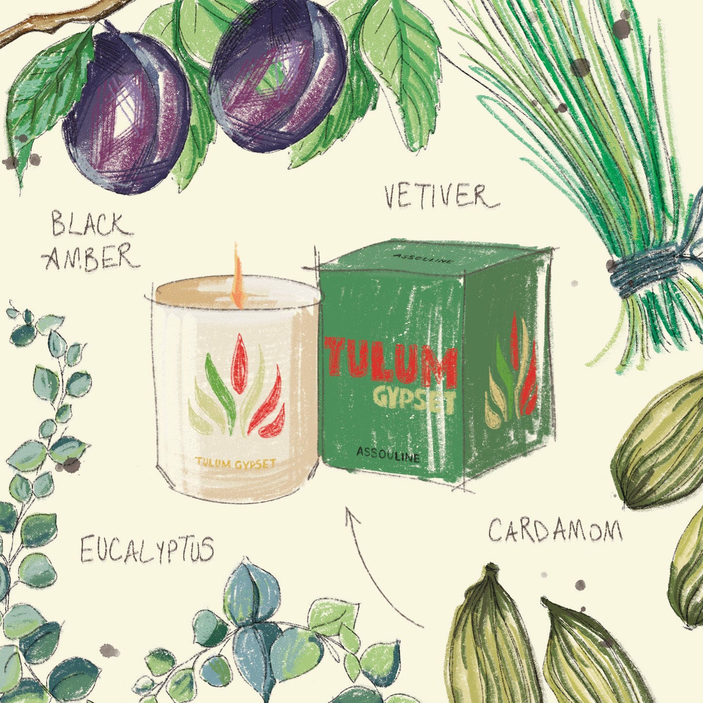 Tulum Travel Candle | Eucalyptus & Sage Scent | ASSOULINE